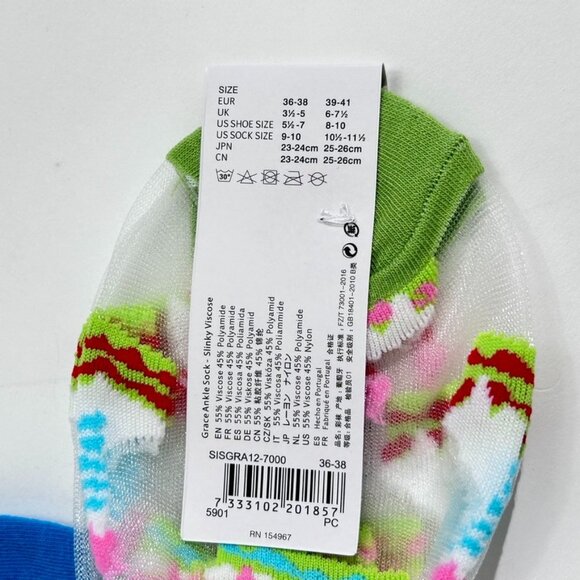 Happy Socks Hysteria Cake With Candles Sheer Women Grace Ankle Socks - Picture 4 of 4